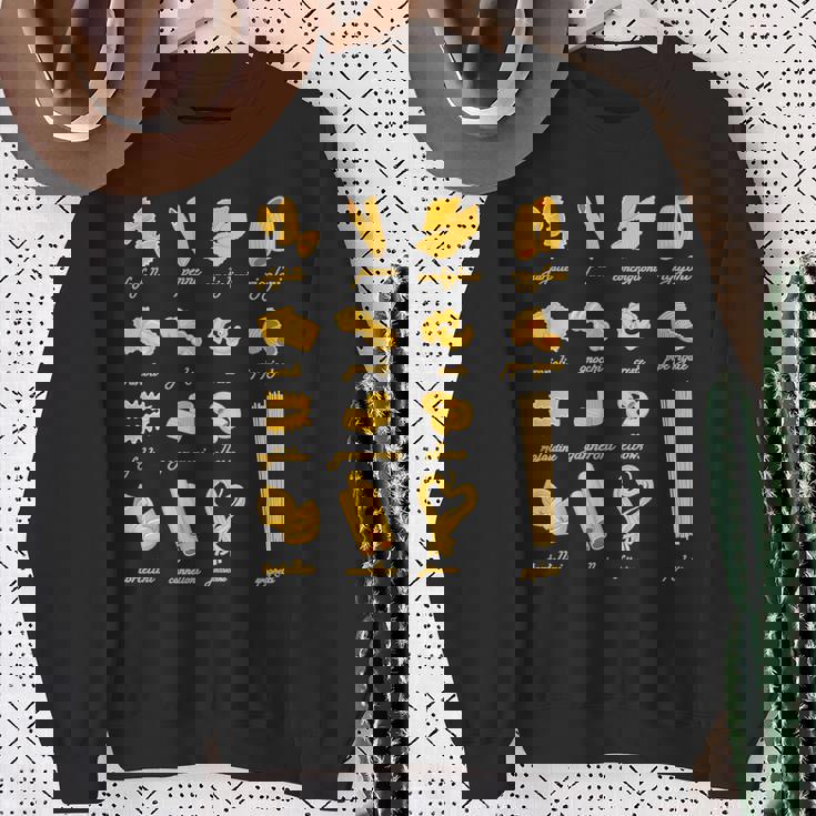 パスタタイプの麺スパゲッティ、ペンネ、トルテリーニ、ファルファッレ スウェットシャツ 年配の女性への贈り物