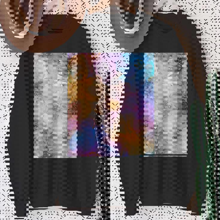 パステルインクのイラストにマルチカラー春の花。 スウェットシャツ 年配の女性への贈り物