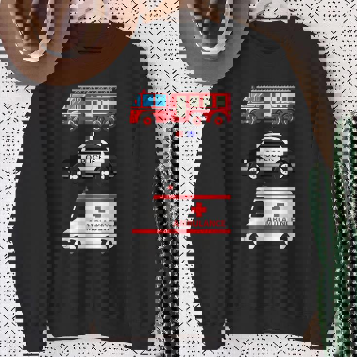 パトカー 消防車 救急車 ファーストレスポンダーデザイン スウェットシャツ 年配の女性への贈り物