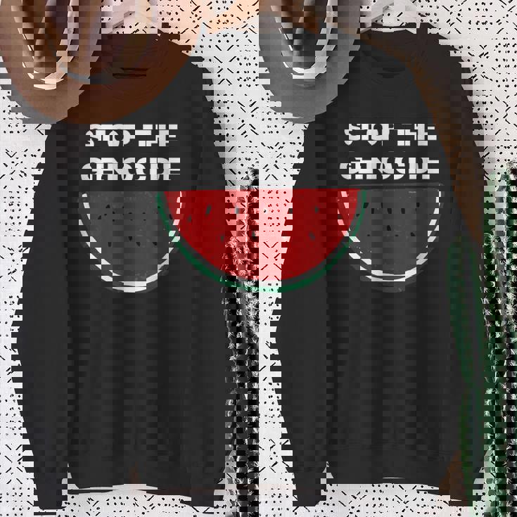 パレスチナスイカ ジェノサイドを止める スウェットシャツ 年配の女性への贈り物