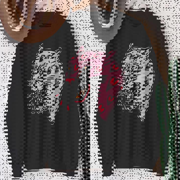 パンサーピンク×ハートラブトラディショナルフラッシュ スウェットシャツ 年配の女性への贈り物