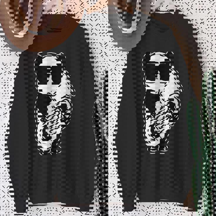 パンダとチューバ楽器チューブ スウェットシャツ 年配の女性への贈り物