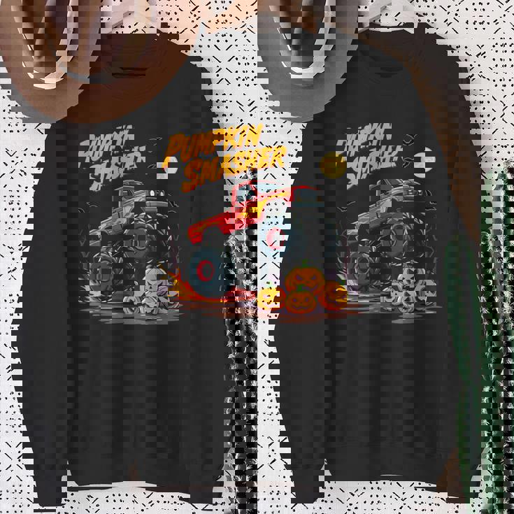 パンプキンスマッシャー モンスタートラック ハロウィン ジャック・オー・ランタン スウェットシャツ 年配の女性への贈り物