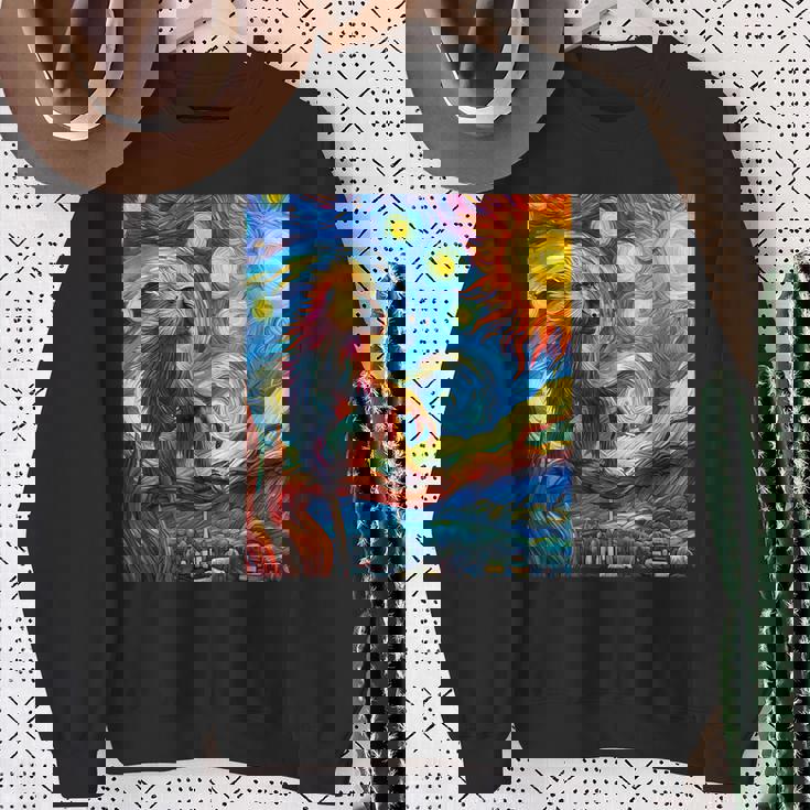 ヒヒ猿 星月夜 絵画 スウェットシャツ 年配の女性への贈り物