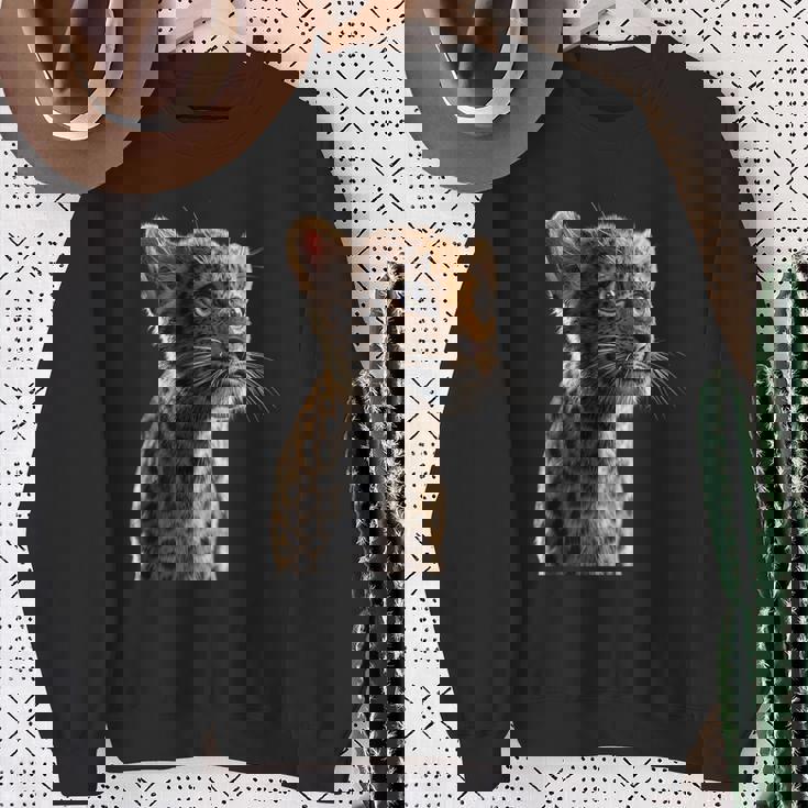 ヒョウヒョウ大型猫かわいい大型猫ヒョウヒョウ スウェットシャツ 年配の女性への贈り物