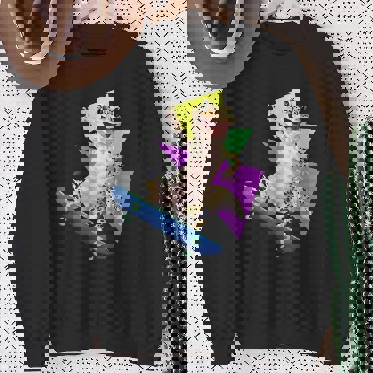 ヒョウモントカゲモドキ スケートボードのトカゲ スウェットシャツ 年配の女性への贈り物