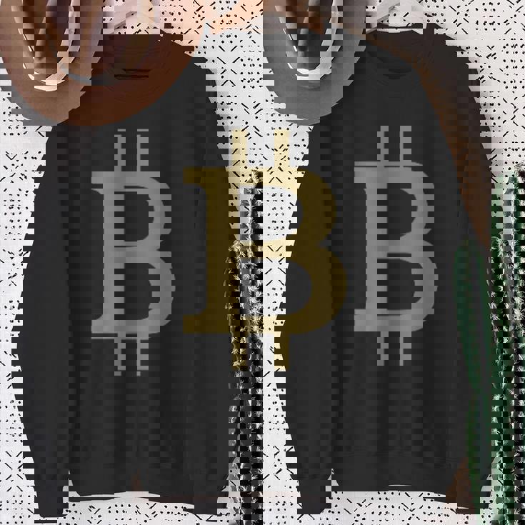 ビットコインシンボル ポケットデザイン ミニマリスト スウェットシャツ 年配の女性への贈り物