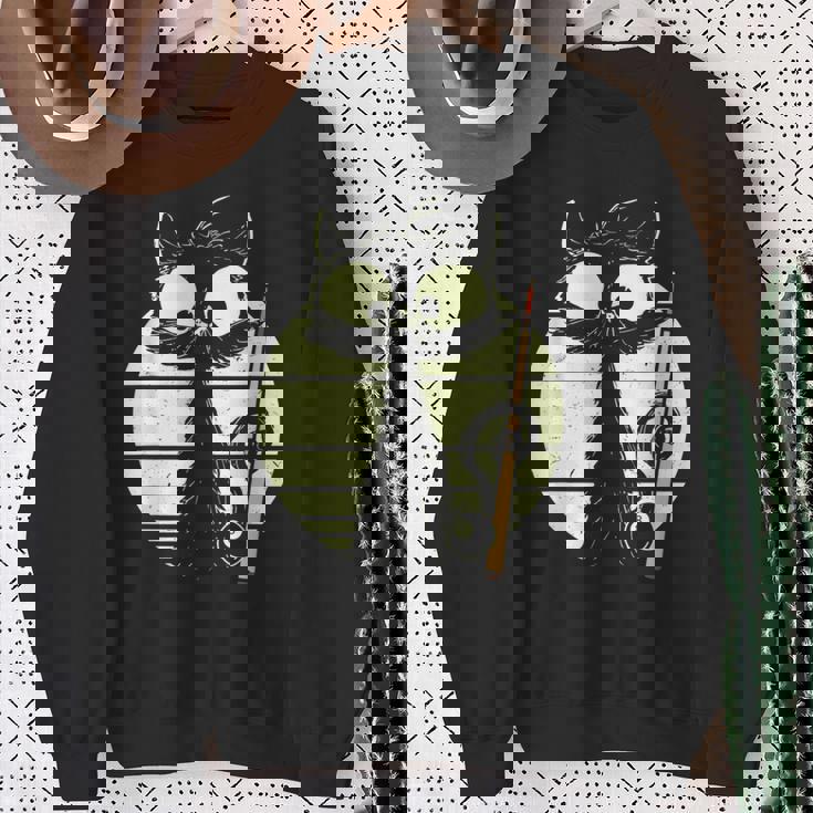 ビリヤード プール スヌーカー ビリヤードを持つ猫 かわいい子猫 スウェットシャツ 年配の女性への贈り物