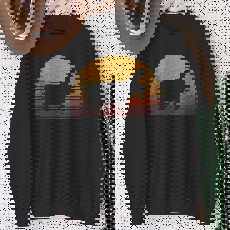 ビンテージ カバ デザイン レトロな日没カバ スウェットシャツ 年配の女性への贈り物