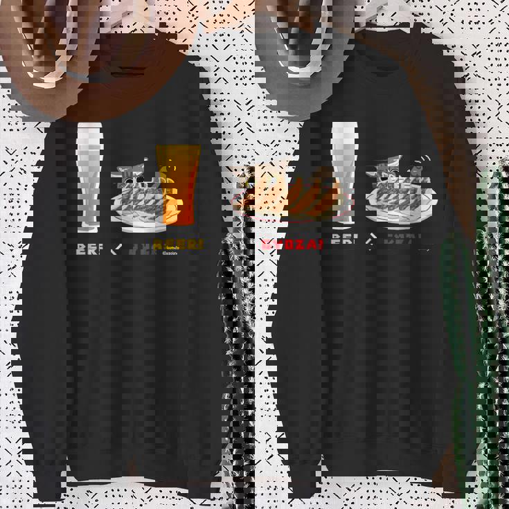 ビールとぎょうざとねこ ビール 餃子 猫 スウェットシャツ 年配の女性への贈り物