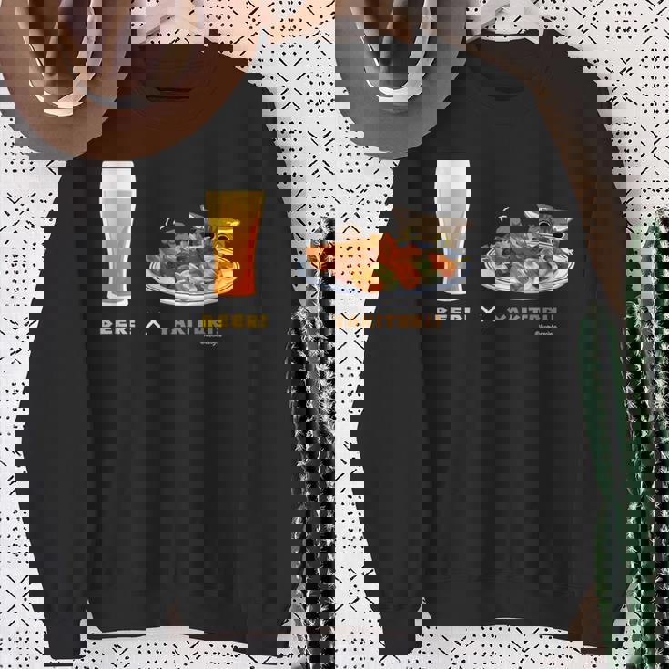 ビールとやきとりとねこ ビール 焼き鳥 猫 スウェットシャツ 年配の女性への贈り物