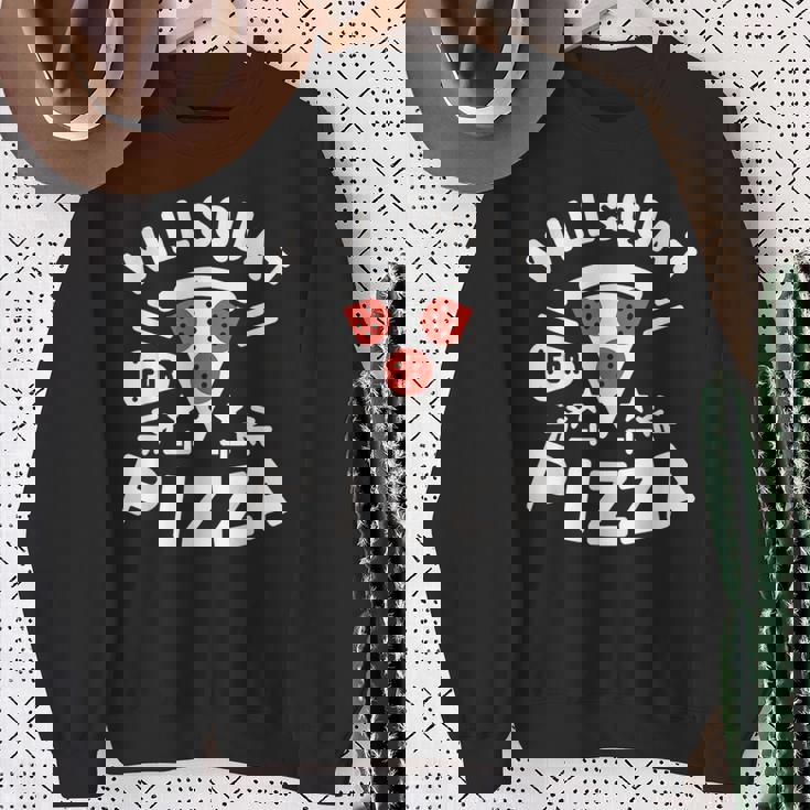 ピザのためにしゃがむ Willquat For Pizza スウェットシャツ 年配の女性への贈り物