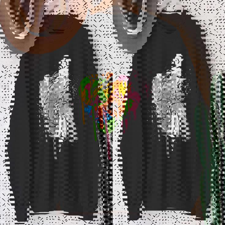 ピンクパンサー グラフィティ ブラック ラインアート スウェットシャツ 年配の女性への贈り物