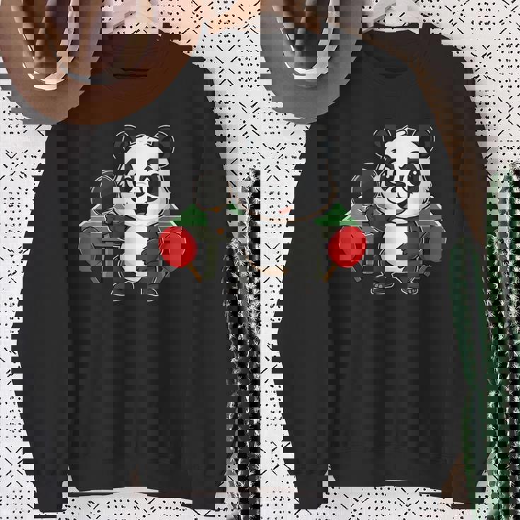 ピンポン卓球をするかわいいパンダ スウェットシャツ 年配の女性への贈り物