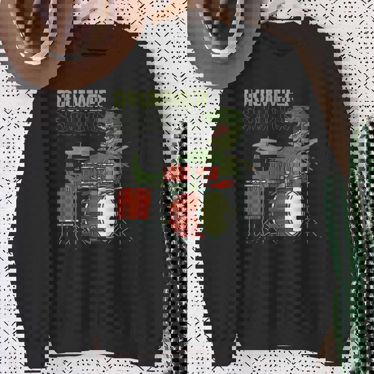 ファニー ドラマーサウルスレックス 恐竜ドラマー ギフト 恐竜ドラム スウェットシャツ 年配の女性への贈り物