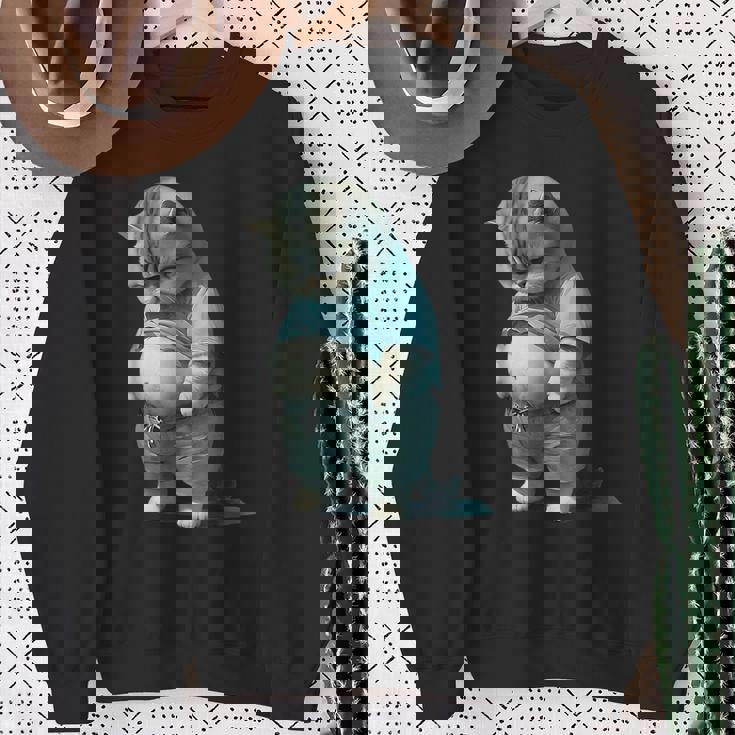 ファニー ファット キャット 子猫 アート デザイン 猫 飼い主 ペット愛好家 ギフト スウェットシャツ 年配の女性への贈り物