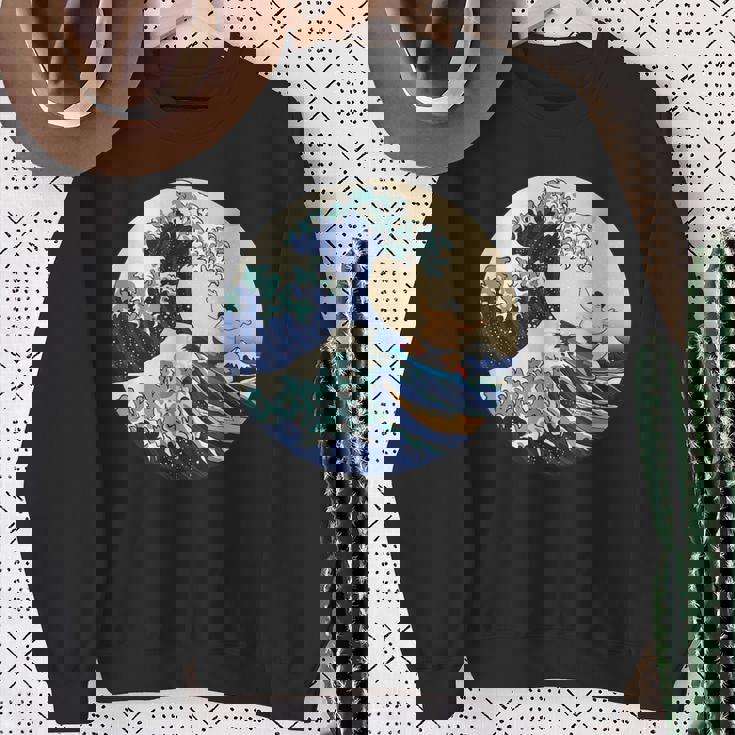 ファンシー 神奈川 大波 相撲 サーフィン パロディ スウェットシャツ 年配の女性への贈り物