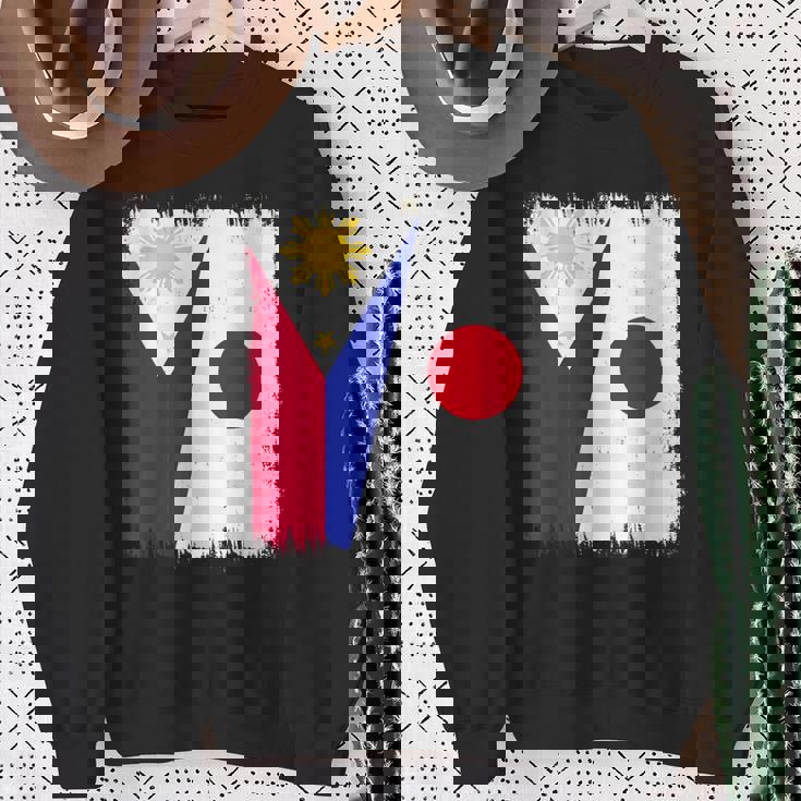 フィリピン 日本 ハーフフラッグ ウェア フィリピン ジャパニーズルーツ スウェットシャツ 年配の女性への贈り物