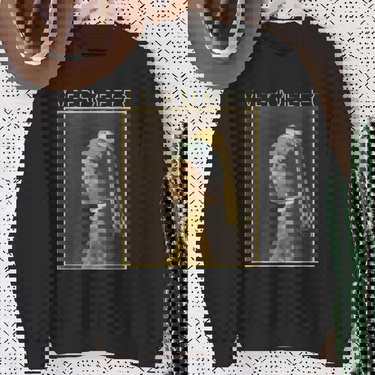 フェルメール 真珠の耳飾りの少女 面白いtシャツ 絵画 アート メンズ 面白い 服 美術 グッズ 油彩画 スウェットシャツ 年配の女性への贈り物