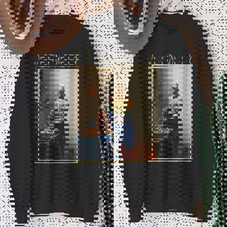 フェルメール 面白いtシャツ アート 牛乳を注ぐ女 絵画 メンズ レディース 面白い 服 美術 油彩画 スウェットシャツ 年配の女性への贈り物