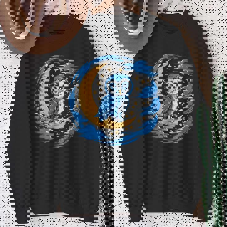 フクロウ 月 夜 星 スウェットシャツ 年配の女性への贈り物