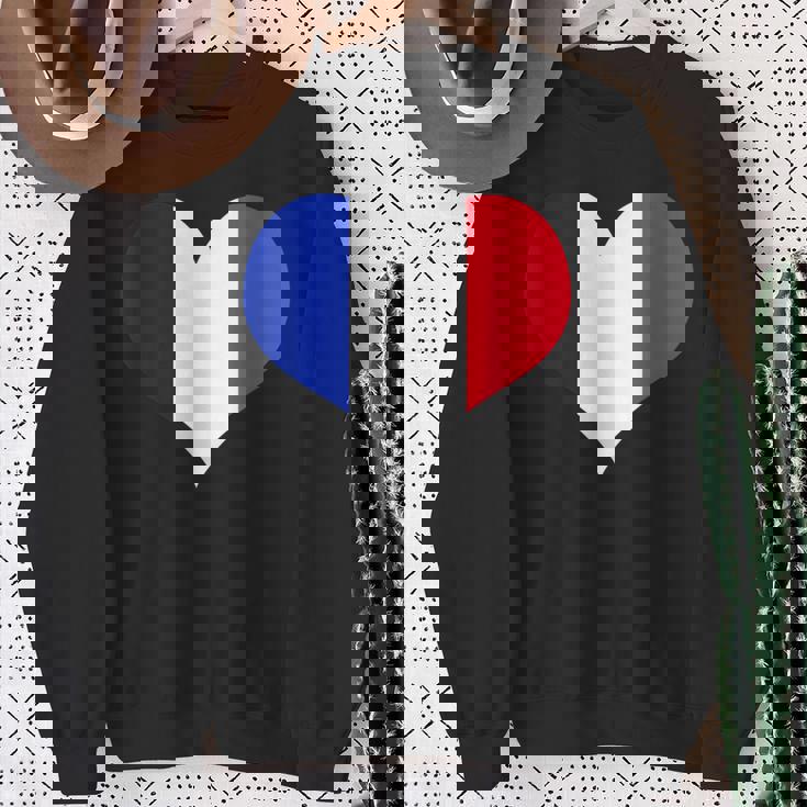 フランス国旗ラブハートフランス国旗 スウェットシャツ 年配の女性への贈り物