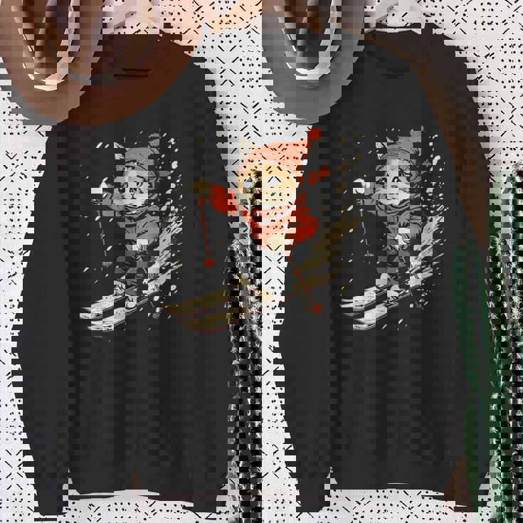 フリースタイルスキーヤー猫 フリースタイルスキー スウェットシャツ 年配の女性への贈り物