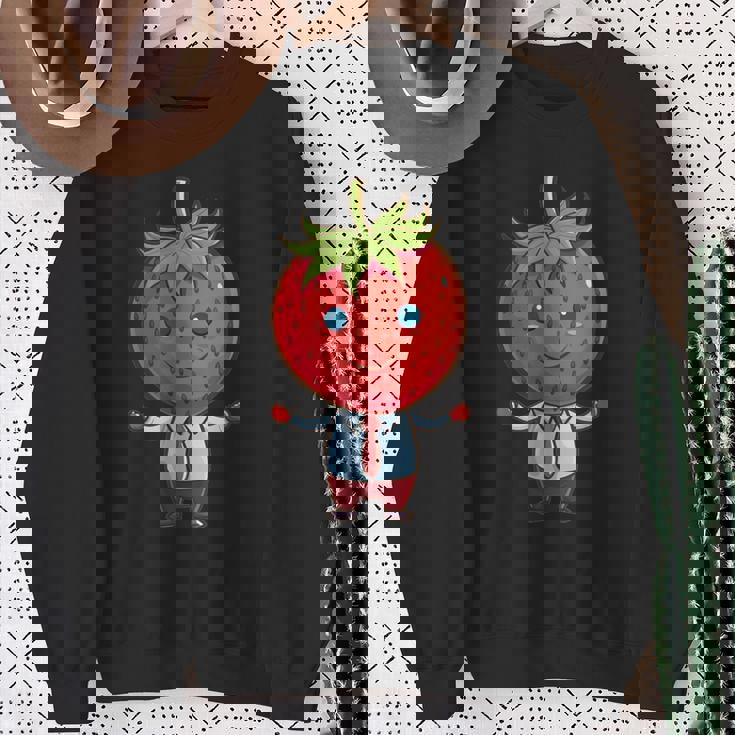 フルーツやネクタイ好きのための従業員ストロベリーアウトフィット スウェットシャツ 年配の女性への贈り物