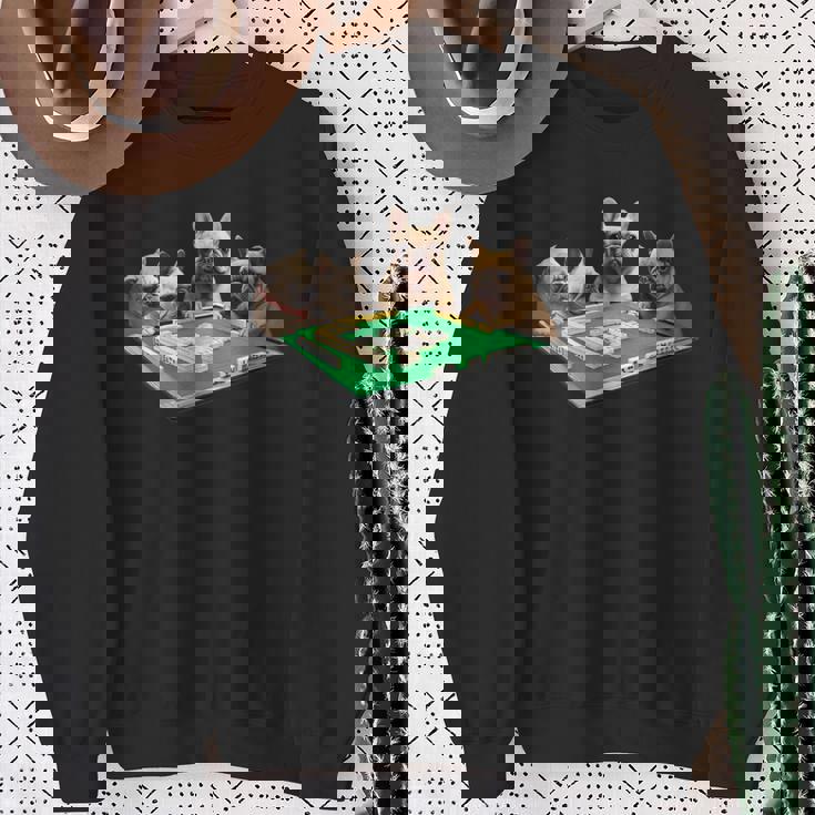 フレンチブルドッグ 犬 麻雀 面白いtシャツ メンズ おもしろ 面白い 服 おもしろグッズ ネタ 雀士 スウェットシャツ 年配の女性への贈り物