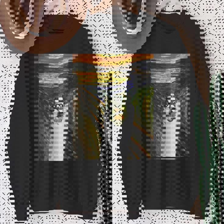 フレンチブルドッグ 面白いtシャツ 犬 ムンクの叫び かわいい メンズ 子供 おもしろ 服 ネタ わんこ スウェットシャツ 年配の女性への贈り物