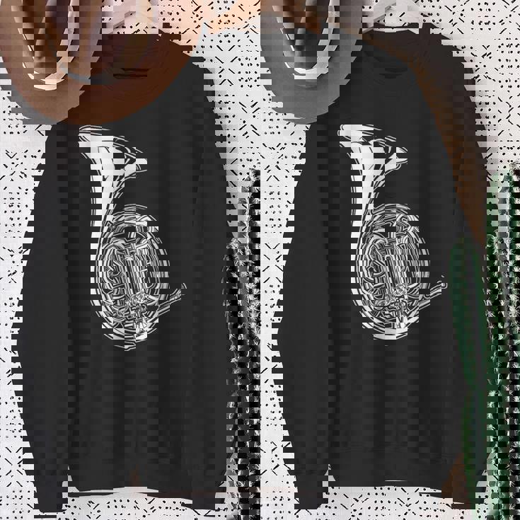 フレンチホルン製図コンサートバンドホルニスト スウェットシャツ 年配の女性への贈り物