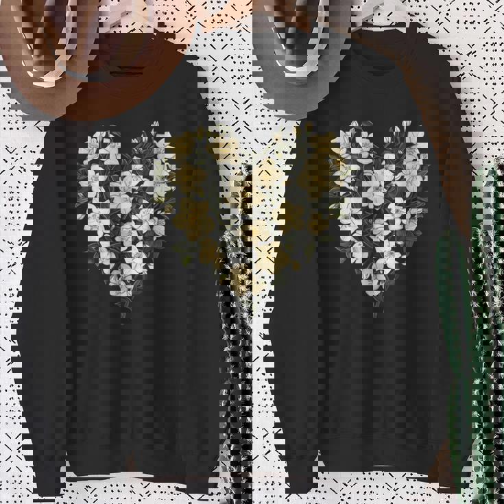 フローラル ジャスミン フラワーガール ハート バレンタインデー 植物 ママ スウェットシャツ 年配の女性への贈り物