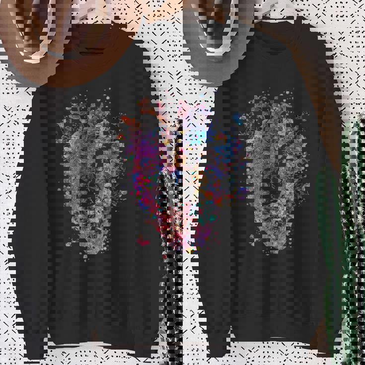 フローラル解剖学的人間の心臓グラフィック心臓専門医ギフト スウェットシャツ 年配の女性への贈り物