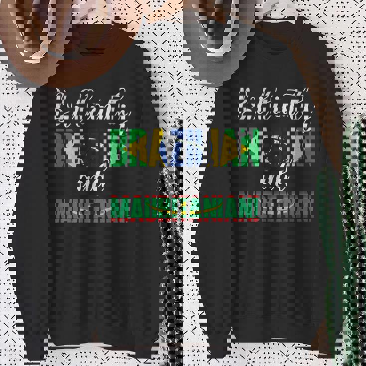 ブラジルとモーリタニアの混合国籍が見事に 長袖tシャツ スウェットシャツ 年配の女性への贈り物