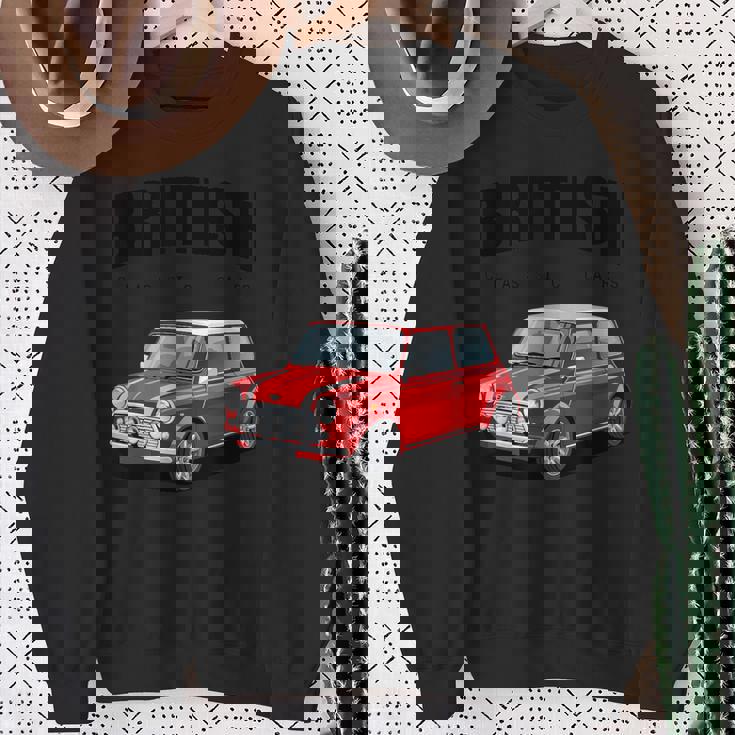 ブリティッシュクラシックカー レッド ミニスポーツカー スウェットシャツ 年配の女性への贈り物