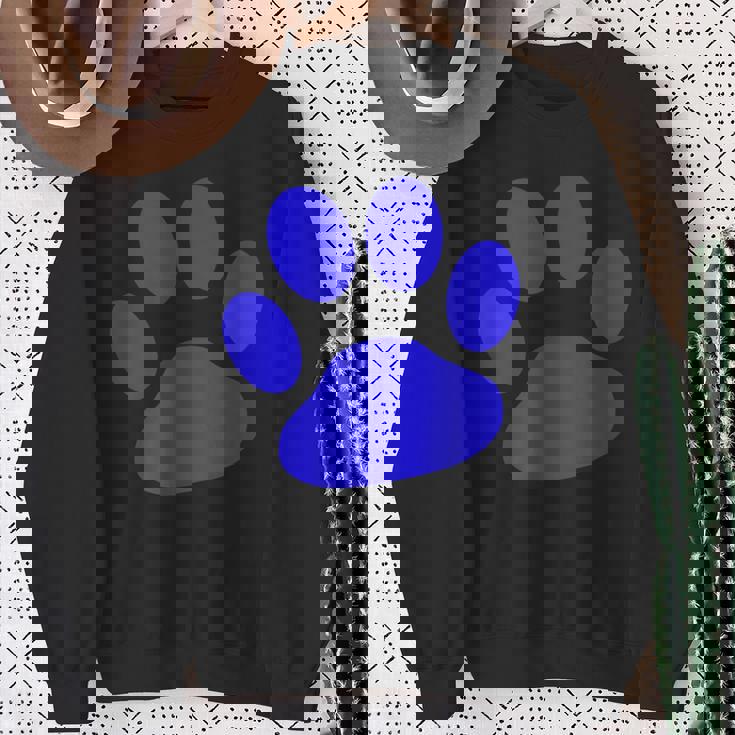 ブルー 肉球 プリントシャツ スウェットシャツ 年配の女性への贈り物