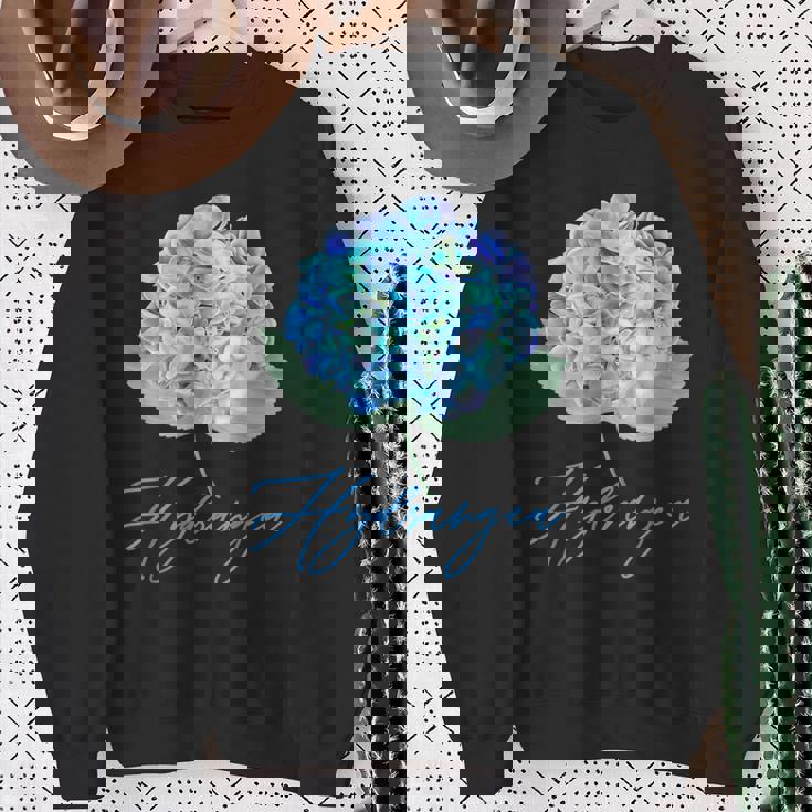 ブルーパープルアジサイフラワーレトロガーデナーアート スウェットシャツ 年配の女性への贈り物