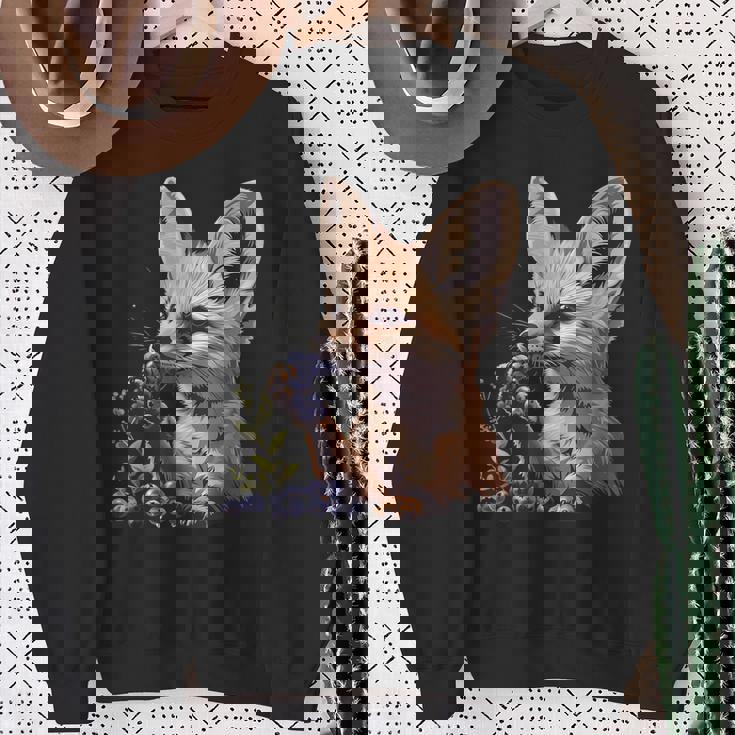 ブルーベリー フェネック キツネ ブルーベリー アニマルアート 野生動物 自然 スウェットシャツ 年配の女性への贈り物