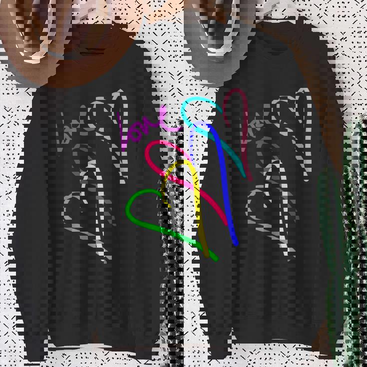 プレッピー パステル キドコア ハート レインボー ラブ バレンタイン スウェットシャツ 年配の女性への贈り物