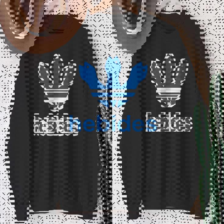 ヘビデス Hebides《ブルー 青》巳年 蛇年 へび【ブランド ロゴ パロディ】2025 干支 十二支 面白い スウェットシャツ 年配の女性への贈り物