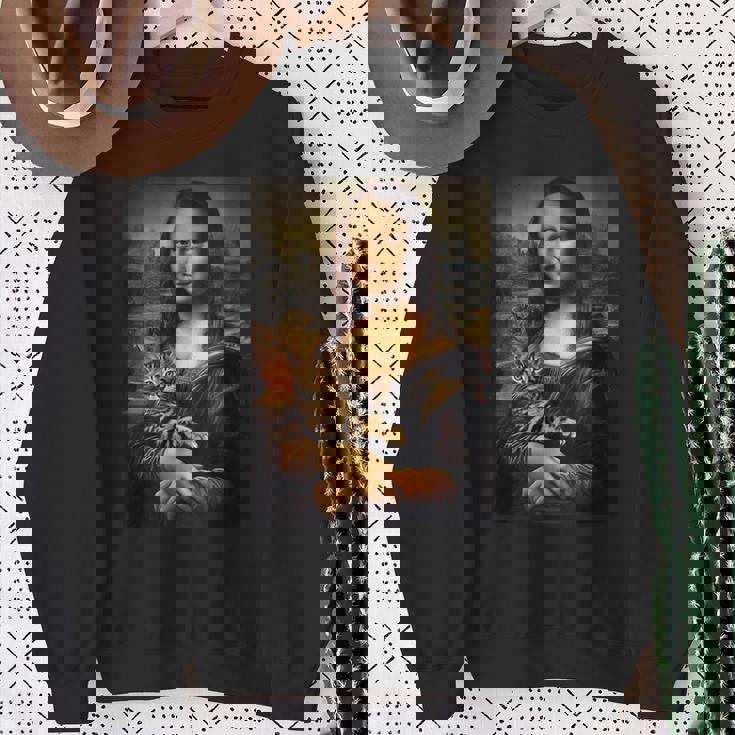 ベンガル猫 モナリザ 絵画 アート ママ お父さん スウェットシャツ 年配の女性への贈り物