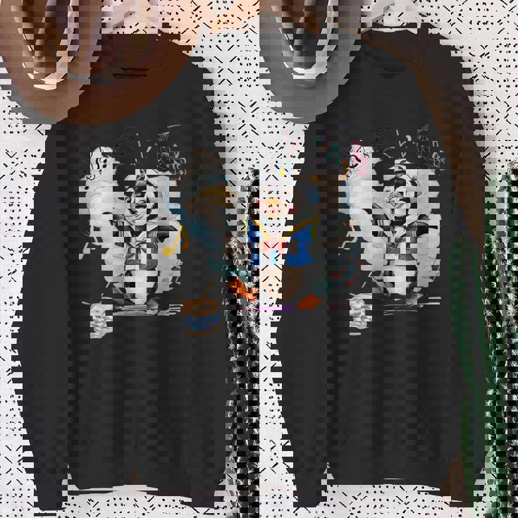 ペンギン 水兵 セーラー襟 錨マーク リボン 可愛い 赤 青 黄色 ピンク 水色 スウェットシャツ 年配の女性への贈り物