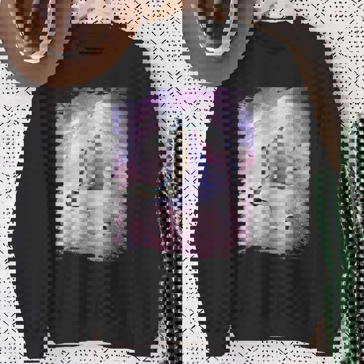 ペンギンに乗る宇宙猫 スウェットシャツ 年配の女性への贈り物