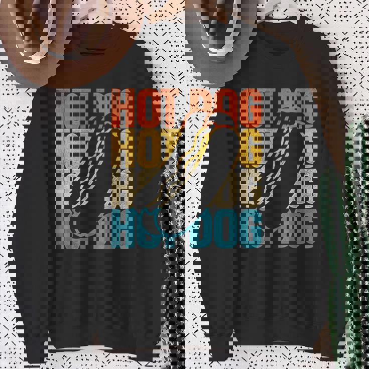 ホットドッグ 大人用 レトロ ヴィンテージ ホットドッグ スウェットシャツ 年配の女性への贈り物