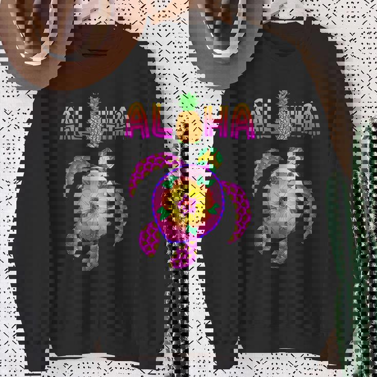 ホヌウミガメ アロハ ハワイ諸島 バケーション スウェットシャツ 年配の女性への贈り物