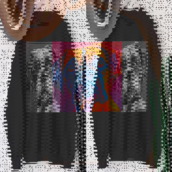 ボクサー 犬 カラフル イラスト グラフィック スウェットシャツ 年配の女性への贈り物