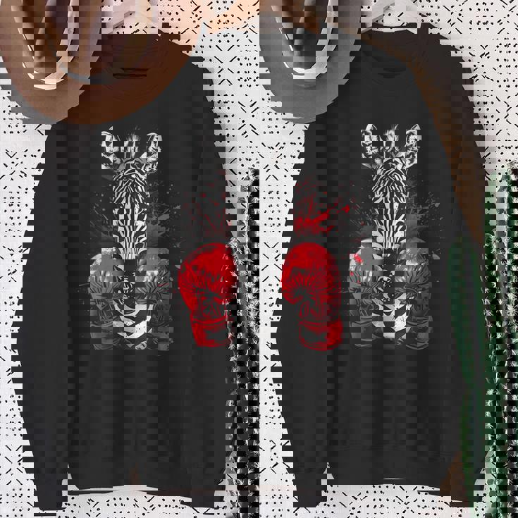 ボクシング ゼブラ ボクシンググローブ キックボクシング おもしろボクサー スウェットシャツ 年配の女性への贈り物