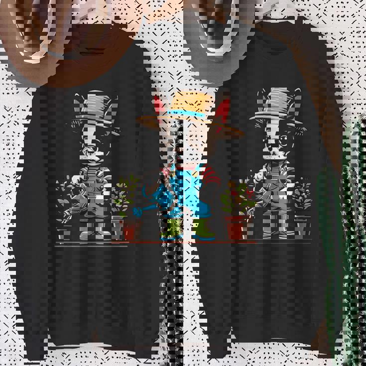 ボストンテリア 水やり 植物 ガーデニング 犬好き スウェットシャツ 年配の女性への贈り物