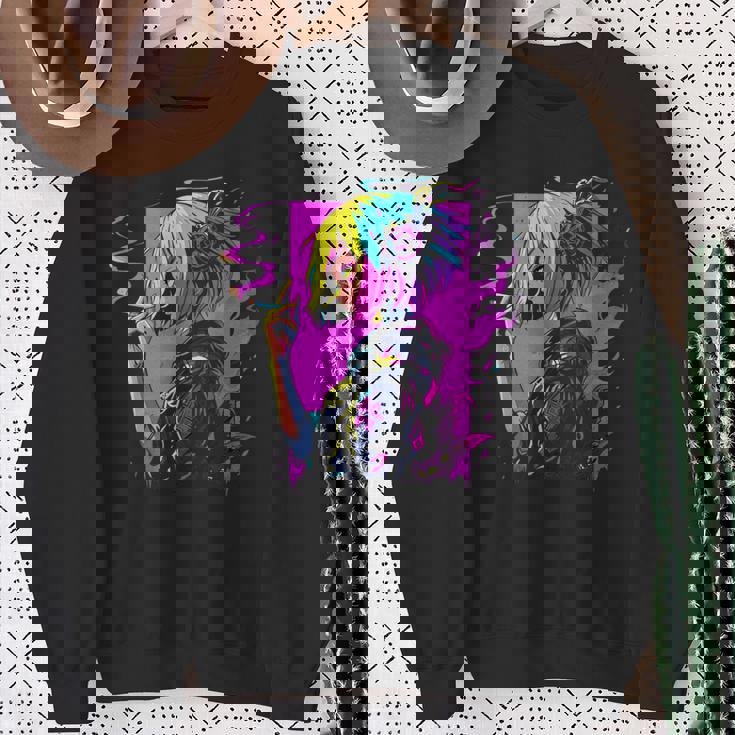 ボヘミアン・ガール、スモーキング・ガールのサイバーパンク・イラストレーション スウェットシャツ 年配の女性への贈り物