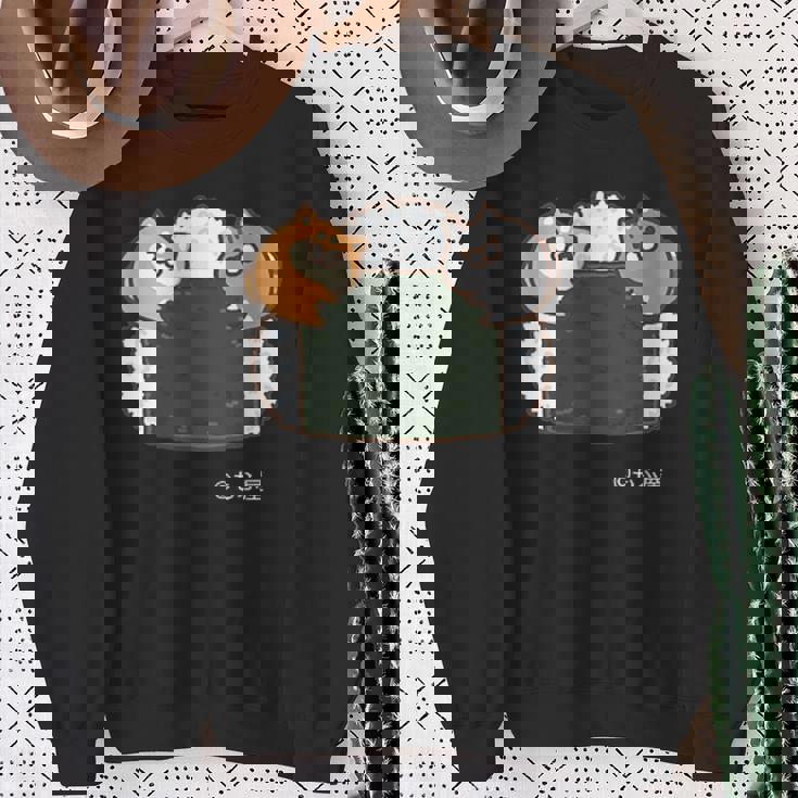 ボンレス犬とボンレス猫 おにぎり ダークカラー スウェットシャツ 年配の女性への贈り物